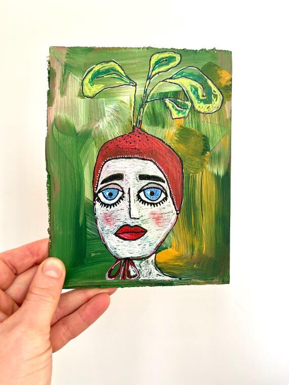 Small painting of Beetroot Lady, nature lover...