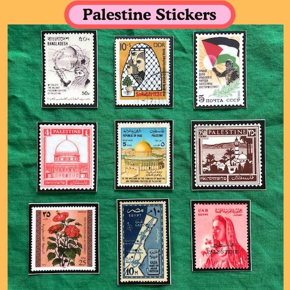 Palestinian Postal Stamps Stickers: Solidarit...