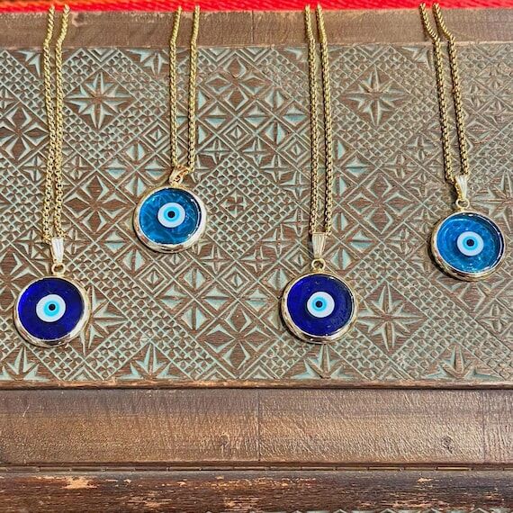 Handmade Lampwork Glass Evil Eye Necklace: 18...