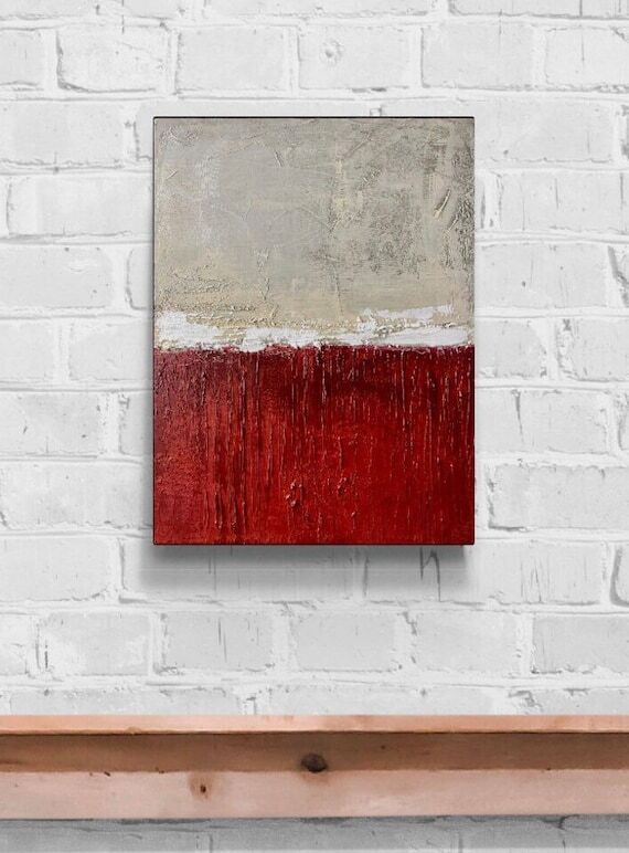 Red Abstract Canvas Painting, Modern Wall Art...