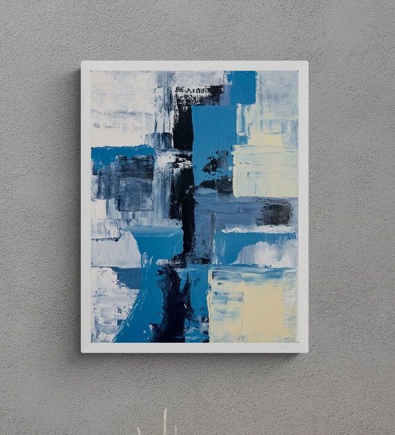Blue Abstract Painting, Original Handmade Art...