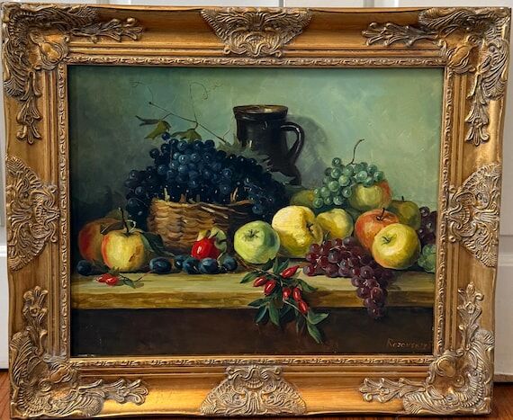 Still-life Sunlit Fruit Feast Original Oil pa...