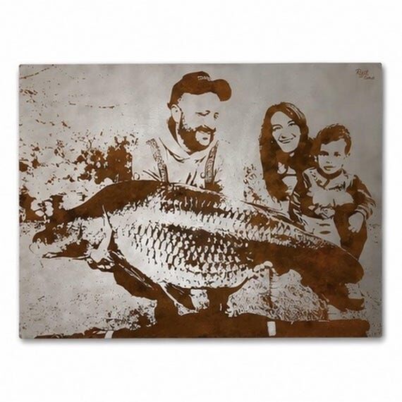 Rusty Carp Fishing Portrait, Gift for Angler ...