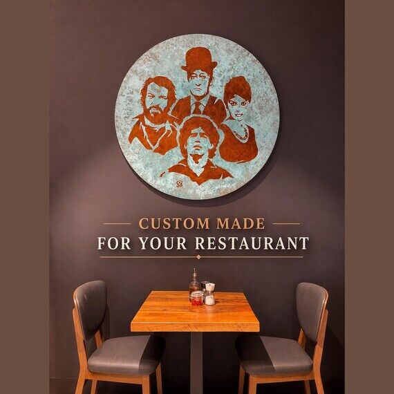Custom Restaurant Wall Art | Large Rust & Cop...