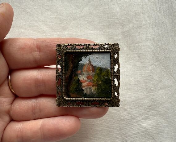 Florence Landscape Brooch Oil Painting...