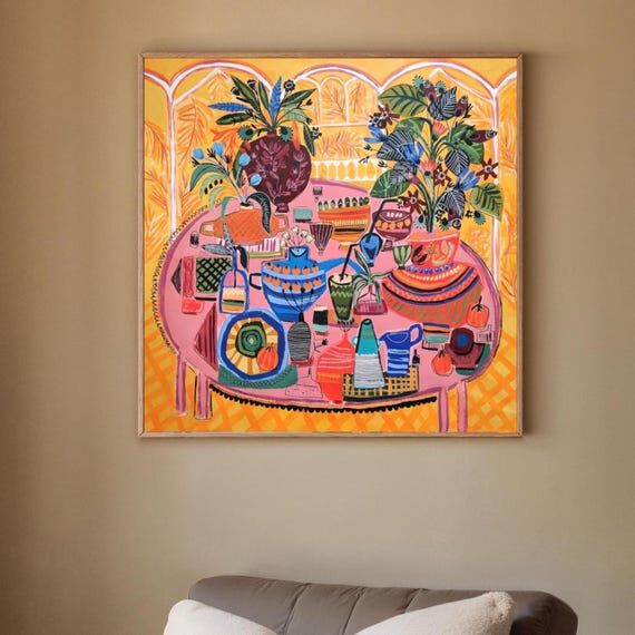 large original hand-painted artwork, yellow s...