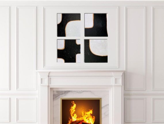 Oversized 4-Piece Abstract Wall Art: Textured...