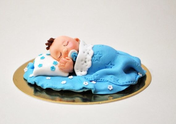Sugar Paste Little Baby Cake Topper 1st Birth...