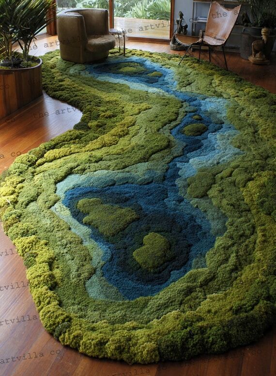 Wool Hand-Tufted Botanical Rug Handmade Round...