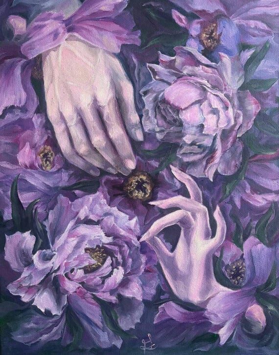 Flower Painting Romantic Surrealistic Purple ...