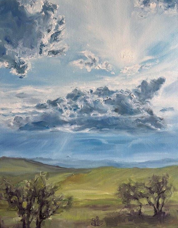 Clouds Painting Field Painting Landscape Art ...