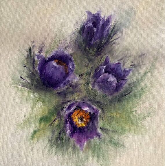 Purple Flower Painting Original Oil Painting ...