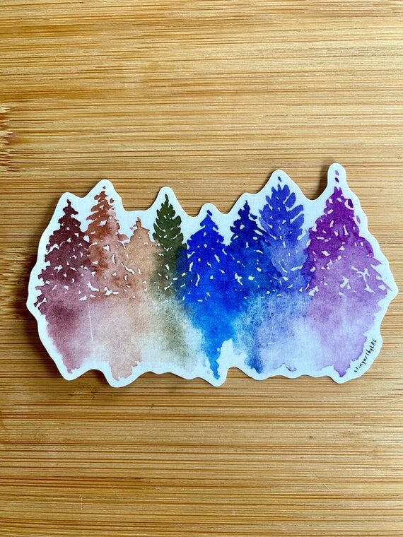 Vinyl Watercolor 'Tiny Forest' Sticker | Orig...