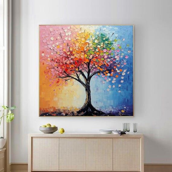 Hand-painted abstract Oil Painting, Colorful ...