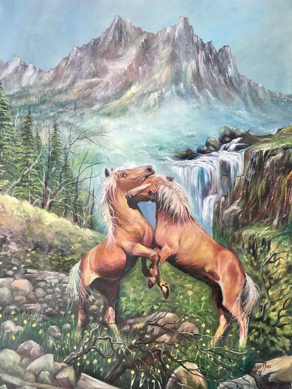 Rocky Mountain Horses Original Hand Painting...