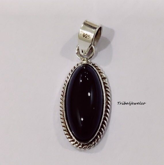 Handmade Black Onyx 925 Sterling Silver Penda...