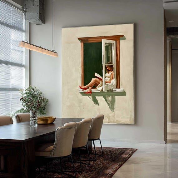 Feminine Woman Reading Wall Art Vintage Figur...