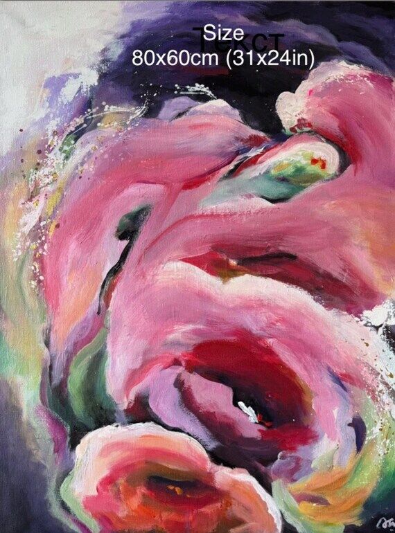 Original Abstract Acrylic Painting, Pink Tone...
