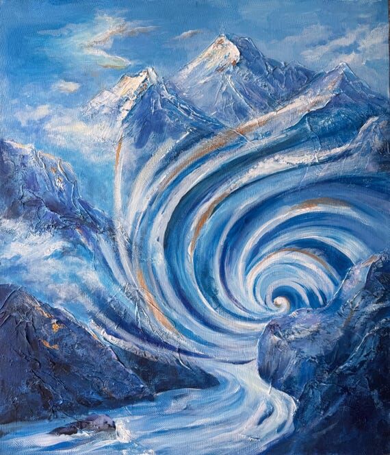Original Acrylic Mountain Air Flow Painting, ...