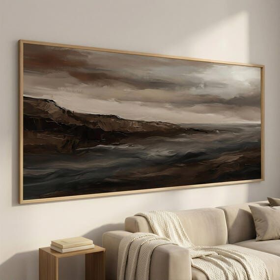 Dark Horizon Art, Foggy Coast Canvas, Abstrac...
