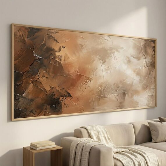 Extra Wide Taupe Brown Textured Look Abstract...