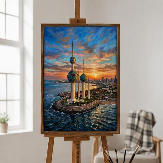 Kuwait Towers Oil Painting | Middle East & Ho...