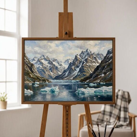 Greenland Fjord Oil Painting | Landscape & Ar...