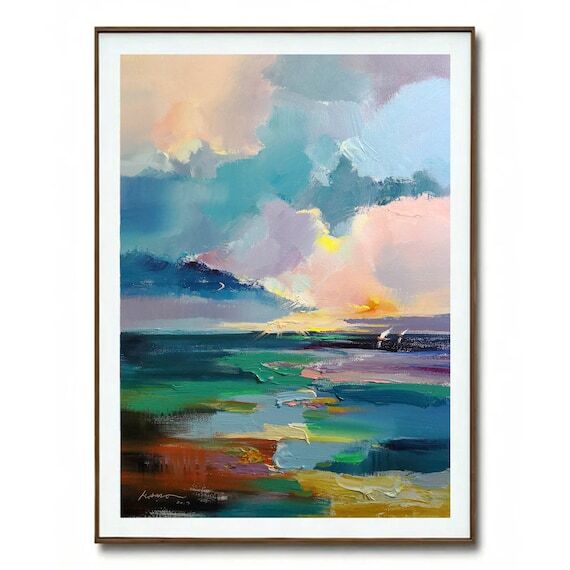Original Abstract Seascape Wall Art,Modern bl...
