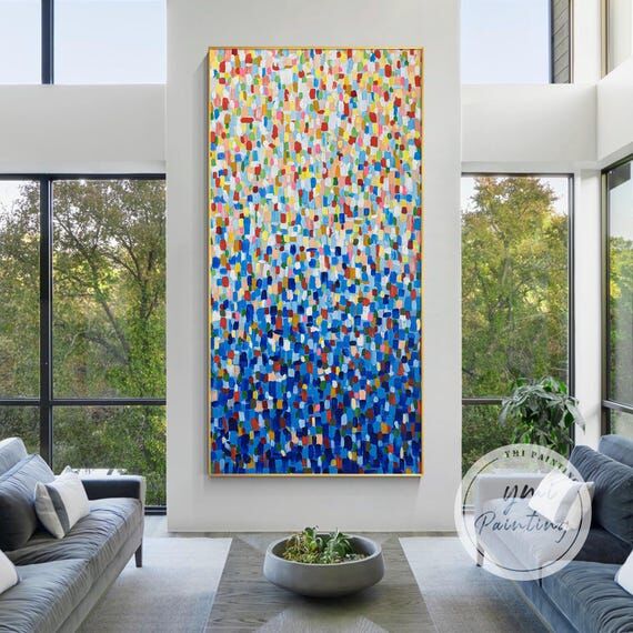Original Mosaic Gradient Painting: Large Abst...