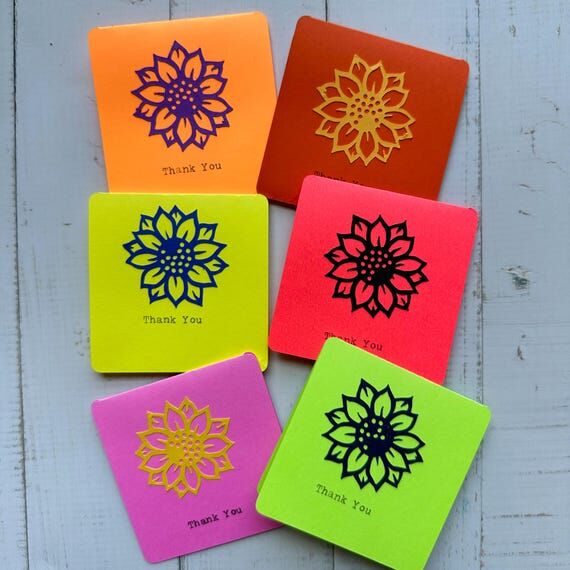 Thank you Typed Mini Note Cards - Set of 6 - ...