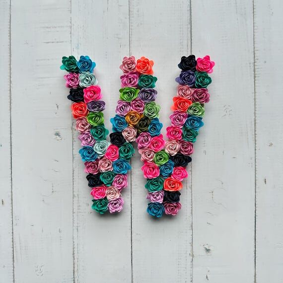Letter W Monogram - Rolled Flower Design - Bo...