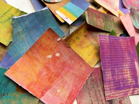 Painted Paper Scraps - 20 PIECES - Bright Col...