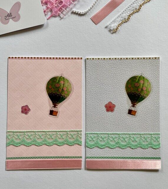 Romantic Handmade Card Set of 2 – Floral Gr...