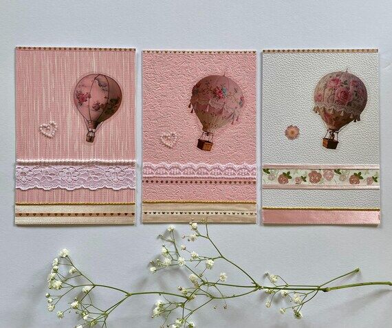 Set of 3 Handmade Greeting Cards | Romantic V...
