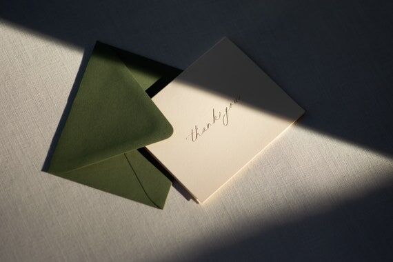 Thank You Cards, Letterpress Gold Foil Card, ...