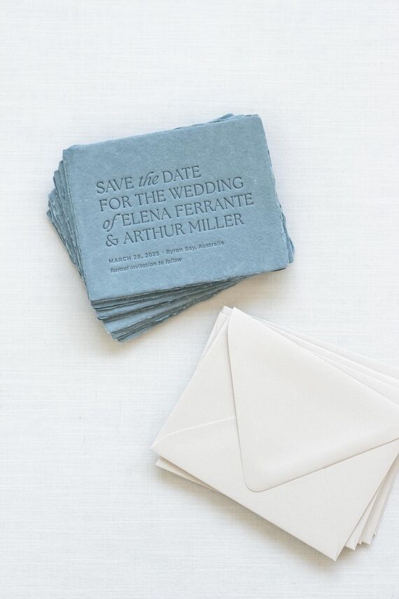Letterpress Save The Dates and Envelope, Semi...