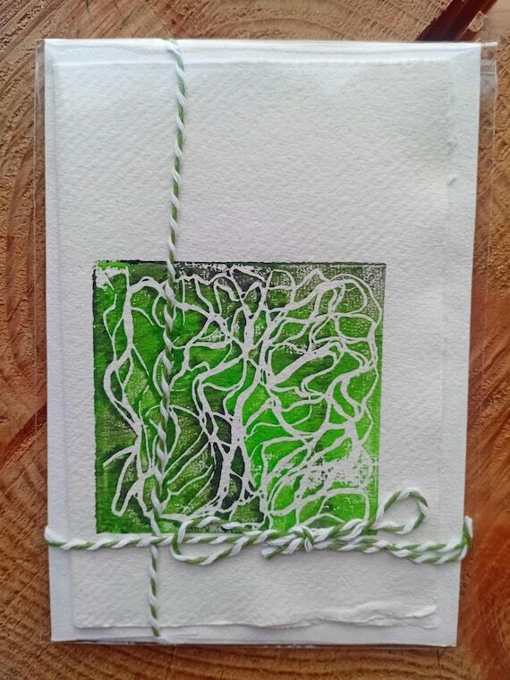 Mycelium Lino Print Card – Mushroom & Fungi...