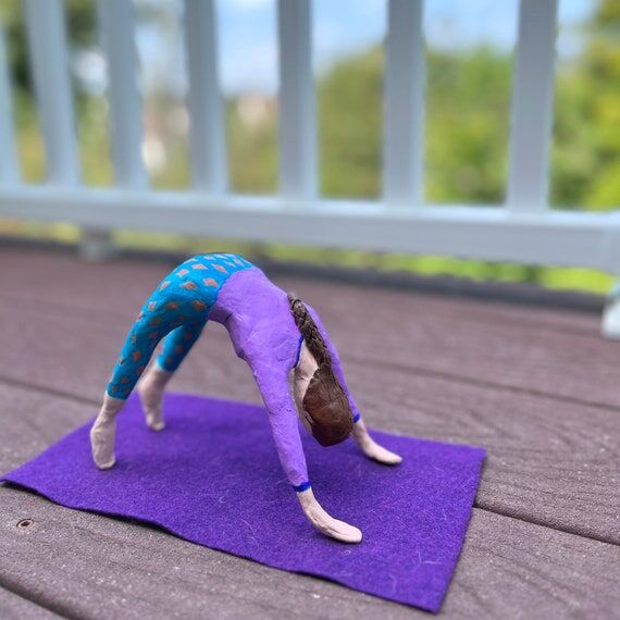 Paper mache yoga pose,downward dog, handmade,...