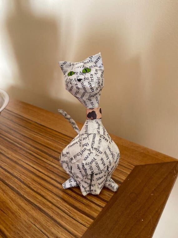 Paper mache cat, feline, mid century modern, ...