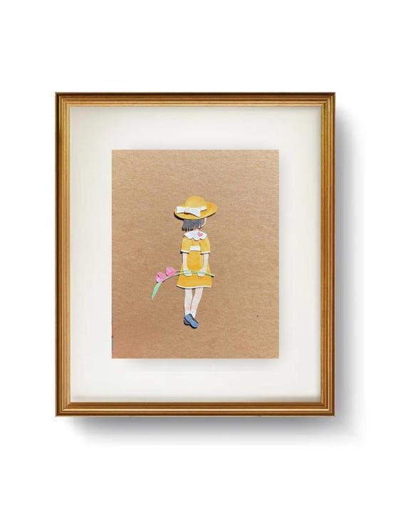 Whimsical Girl with Flower – Handmade Mixed...