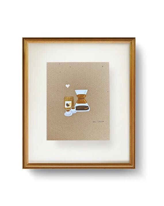 Pour Over Coffee – Handmade Paper Collage A...