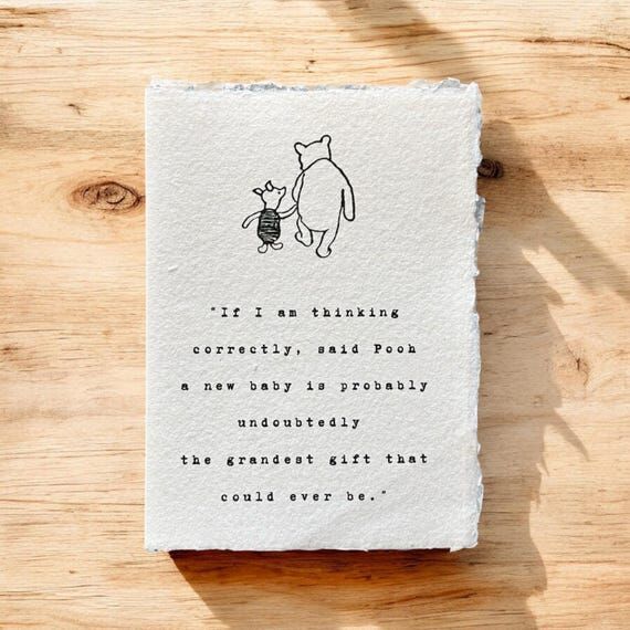 Winnie the Pooh Baby Card: Handmade Offwhite ...