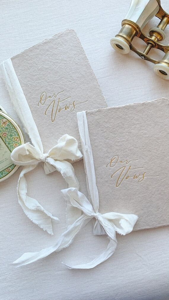 Walnut Gold Foil Vow Book Set: Handmade Paper...