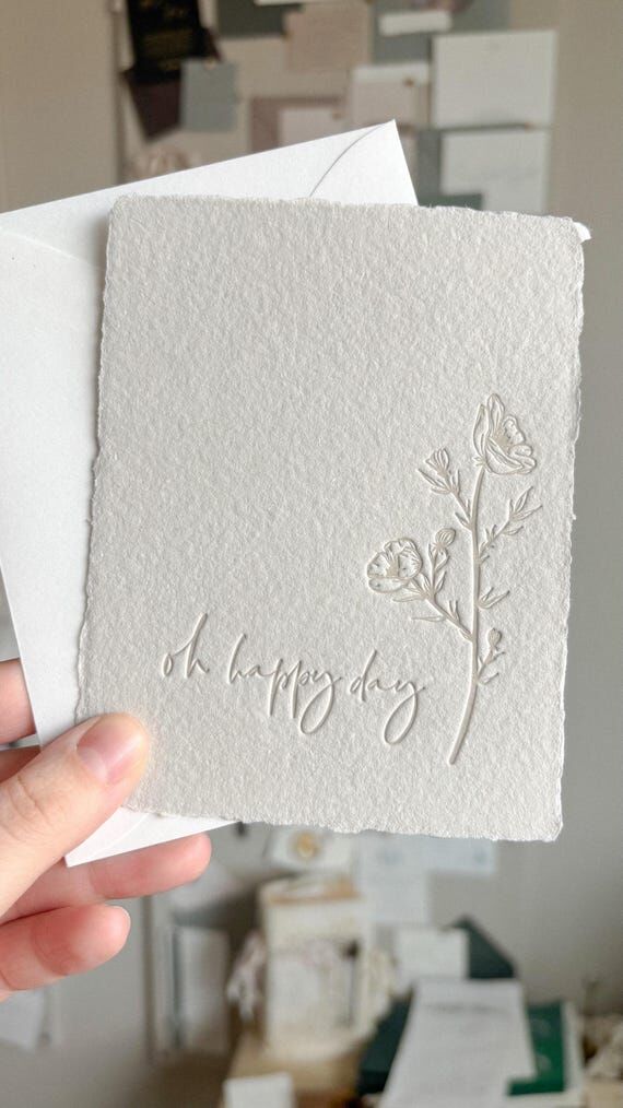 Floral Letterpress Congratulations Card: Hand...
