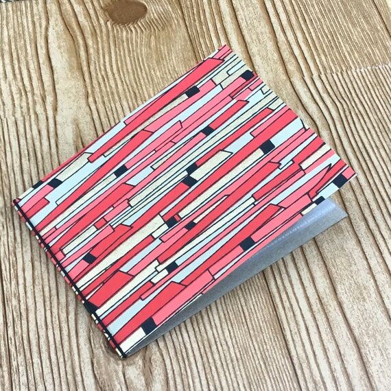 Handmade Mini Photo Album: Red Gold Coral Str...