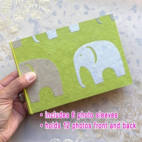 Handmade Mini Photo Album, Silver Elephants, ...