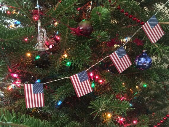 USA Flag Garland - Small Paper Handmade Decor...