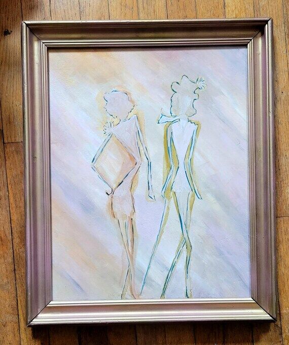 Meet Cute (Fashion Acrylic Painting with Fram...