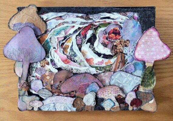 Mushroom Forest Mixed Media Altered Book...