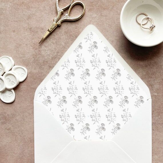 floral envelope liner wedding, vintage envelo...